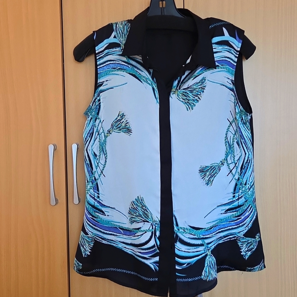 ❤️❤️ Voilet & Claire Rope Print Color Block Sleeveless Top